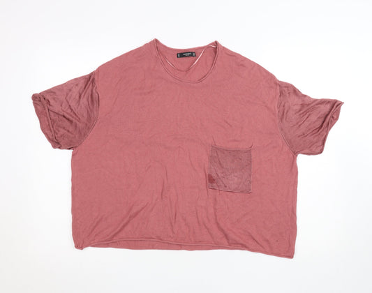 Womens UK Size S Mango Pink Basic T-Shirt
