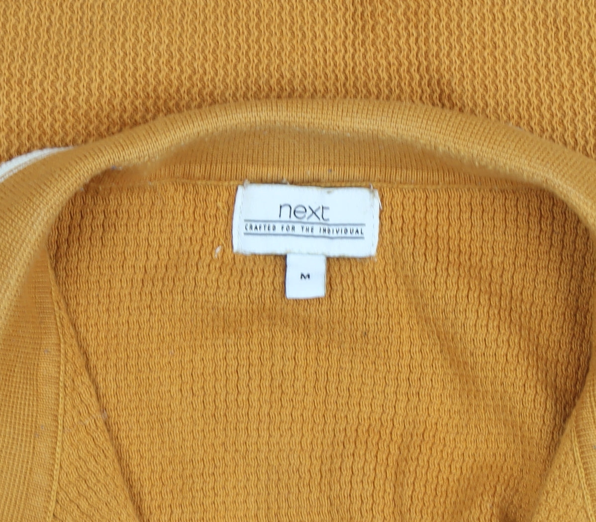 Next Men's Brown Knit Cotton Short Sleeve Henley Jumper M