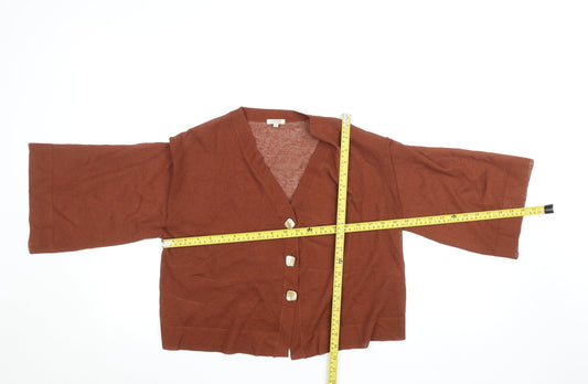 Womens UK Size XS Jigsaw Brown Kimono Button-Up