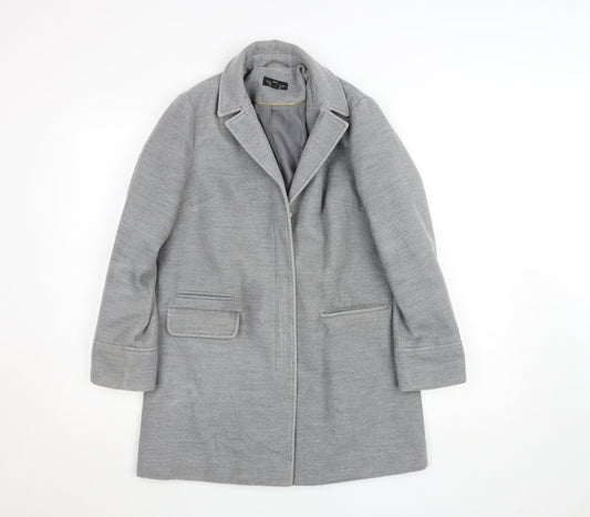 Topshop Petite Grey Wool Blend Overcoat Women UK 6 Classic Style