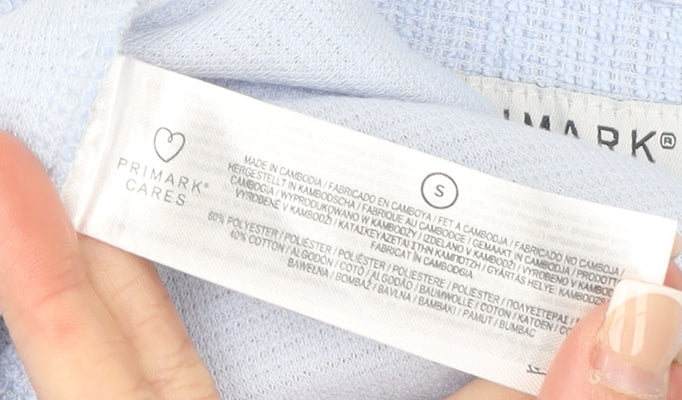 Primark Men’s Blue Short Sleeve Button-Up Knit Shirt Size S