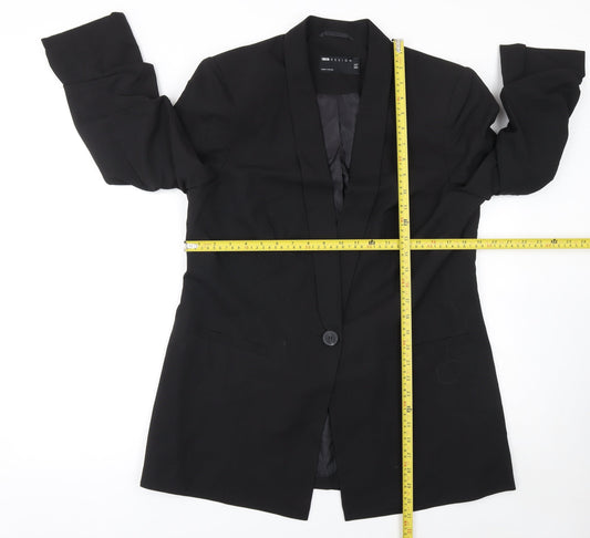 ASOS Design Womens Black Longline Single-Breasted Suit Blazer UK 16
