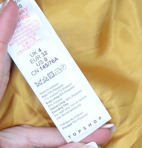 Womens UK Size 4 Topshop Regular Yellow Blazer