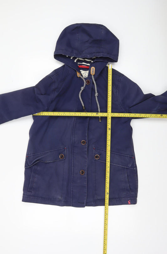Joules Women's Blue Waterproof Hooded Rain Coat Jacket Size 12