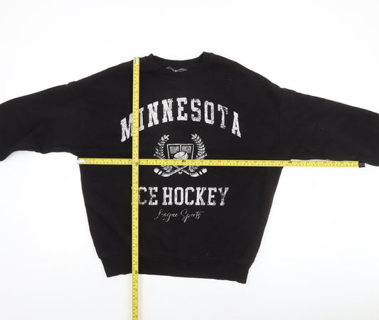 Primark Men's Black Minnesota Ice Hockey Graphic Sweatshirt XS