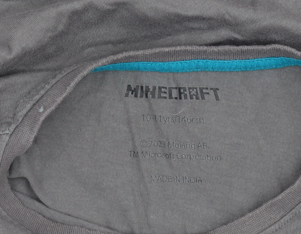 Boys UK Size 10-11 Years Minecraft Grey Basic T-Shirt