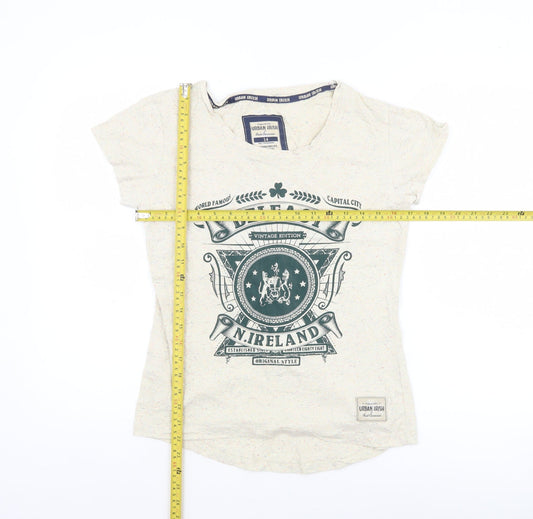 Womens UK Size 14 Urban Irish Beige Basic T-Shirt
