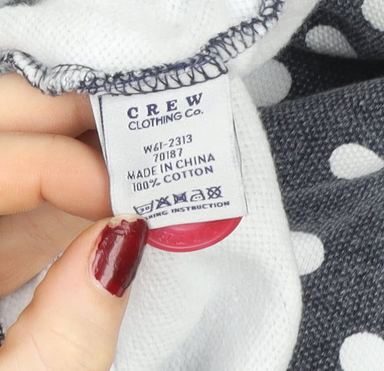 Crew Clothing Co. Women's Grey Polka Dot Henley Sweatshirt Size 12 Cotton