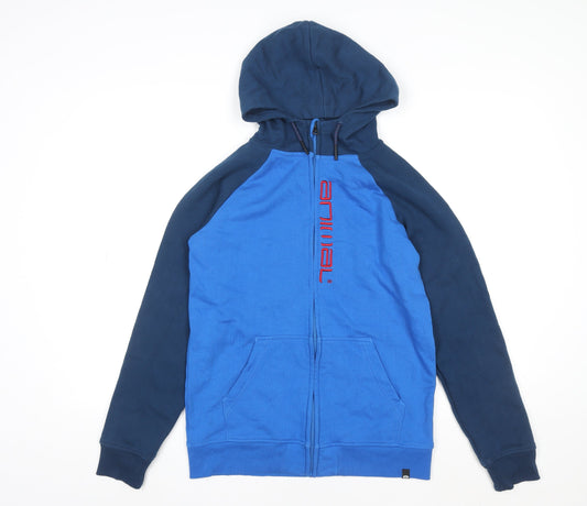 Additional front view of Animal Blue Teen 14 Slim Track Hoodie Jacket Cotton Blend