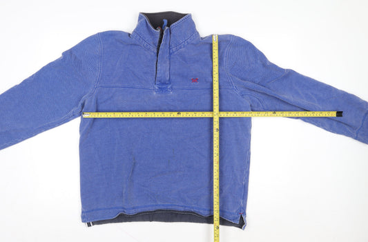 Mens UK Size L Crew Clothing Company Blue Henley Sweatshirt