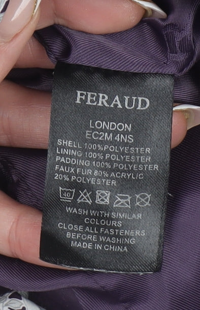 Additional view of Feraud girls’ purple floral puffer coat 6-7 years hooded faux fur winter jacket