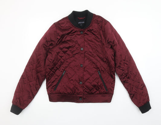Hollister Women's Red Quilted Bomber Jacket Size M