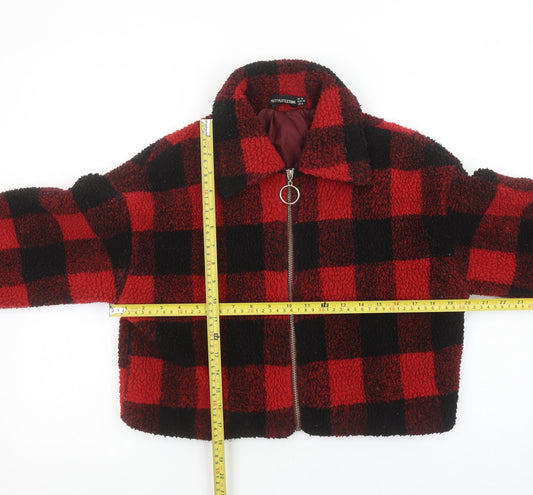 Womens UK Size 12 PRETTYLITTLETHING Red Bomber Jacket