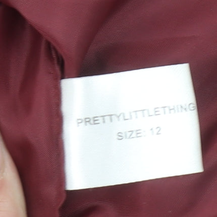 Womens UK Size 12 PRETTYLITTLETHING Red Bomber Jacket