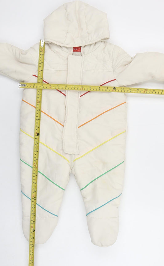 Little Bird Unisex Baby Ivory Rainbow Quilted Snowsuit 6-9 Months Hooded