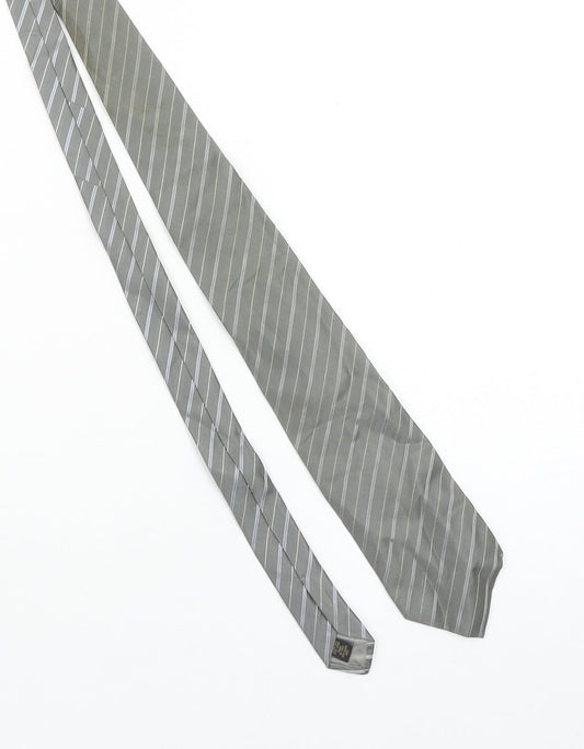 Corneliani Men Grey Striped Silk Designer Tie One Size