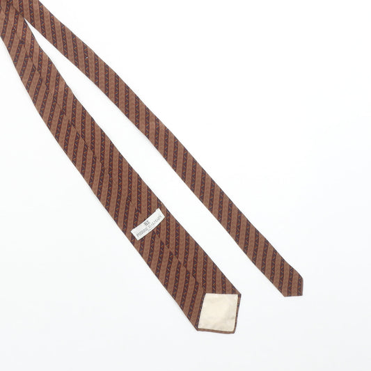 Pierre Balmain Men's Brown Striped 100% Silk Designer Tie