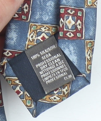 Marks and Spencer Men's Blue Geometric Silk Tie