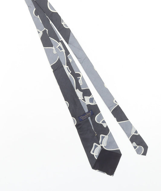 Oscar de la Renta Mens Grey Silk Designer Tie Couture Collection