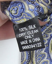 Moss London Men's Blue Paisley 100% Silk Slim Tie