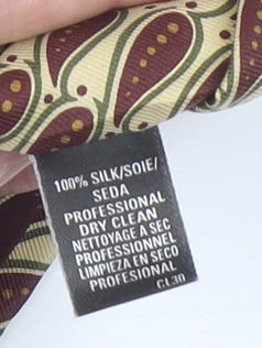 Mens Marks and Spencer Beige Paisley 100% Silk Pointed Tie