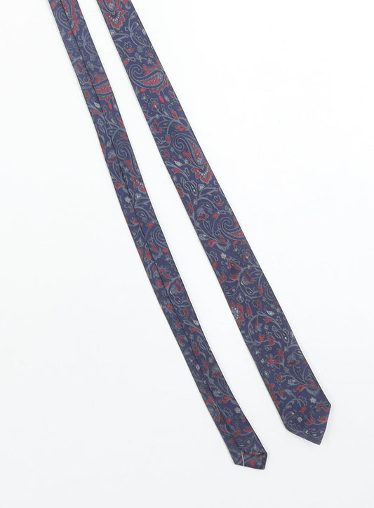 Rome Silk Paisley Blue Red Slim Tie for Men