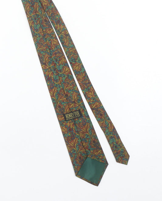Henry Fox Men's Brown Floral Silk Tie Made in UK - Vintage