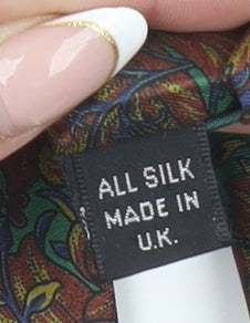 Henry Fox Men's Brown Floral Silk Tie Made in UK - Vintage