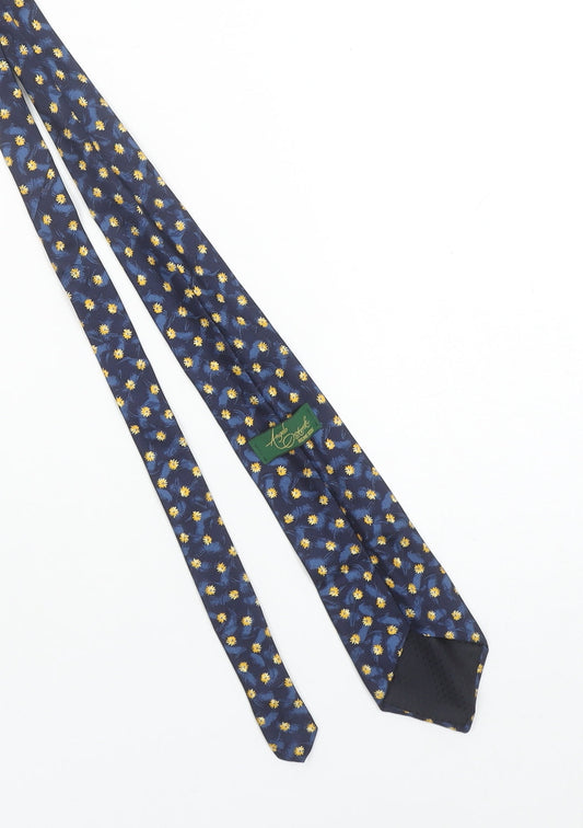 Angelo Ostenti Men’s Blue Floral Silk Designer Tie One Size