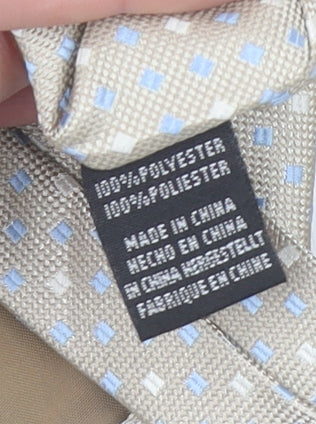Mens Tie Rack Beige Geometric 100% Polyester Slim Tie