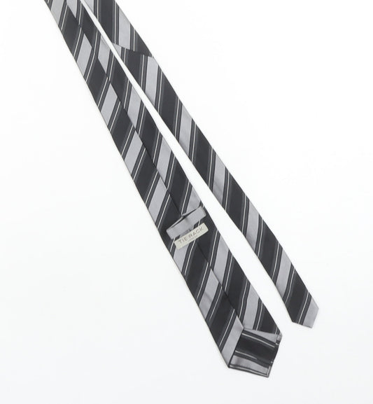 Tie Rack London Men's Grey & Black Striped Silk Tie