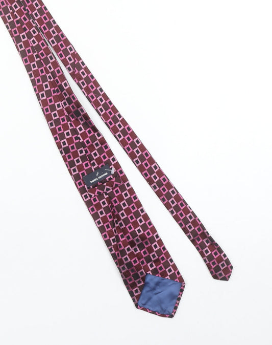 Daniel Hechter Men's Pink & Brown Geometric Silk Tie One Size