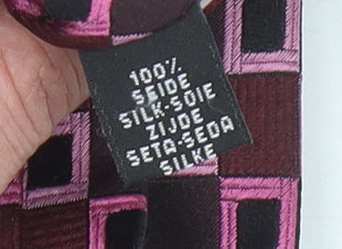 Daniel Hechter Men's Pink & Brown Geometric Silk Tie One Size