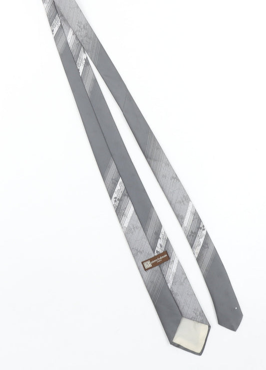 Pierre Balmain Men’s Grey Striped Designer Tie Made in Britain