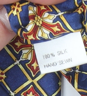 Silk Thredz London Men's Blue Geometric 100% Silk Hand Sewn Tie