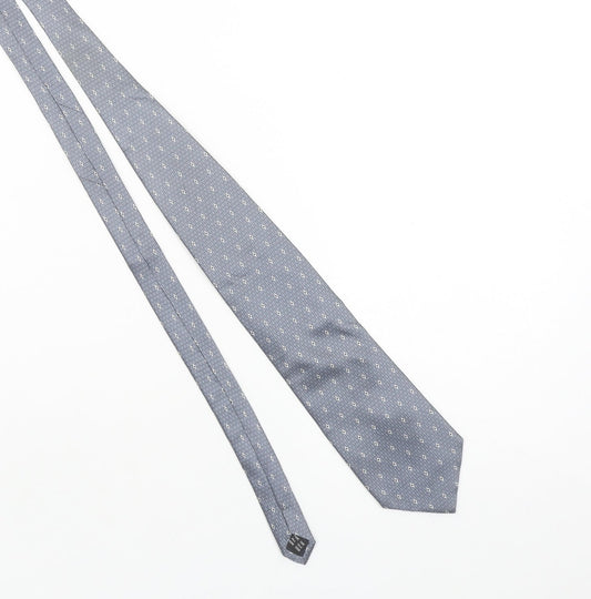 Charles de la Jonquière Paris Grey Silk Patterned Men's Tie 176cm
