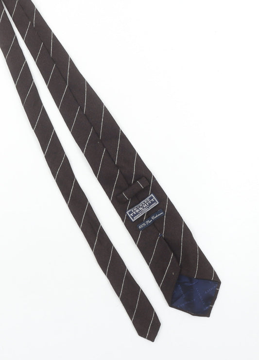 Charles Tyrwhitt Men's Brown Striped Cashmere Tie - One Size