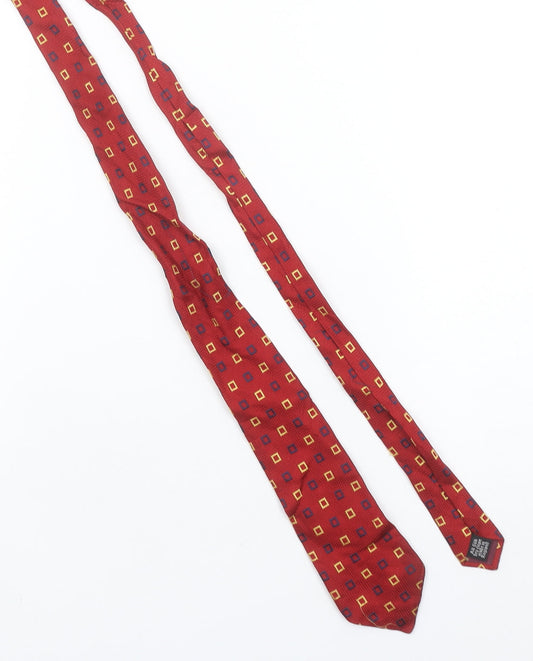 Charles Tyrwhitt Men's Red Geometric Silk Tie Made in England