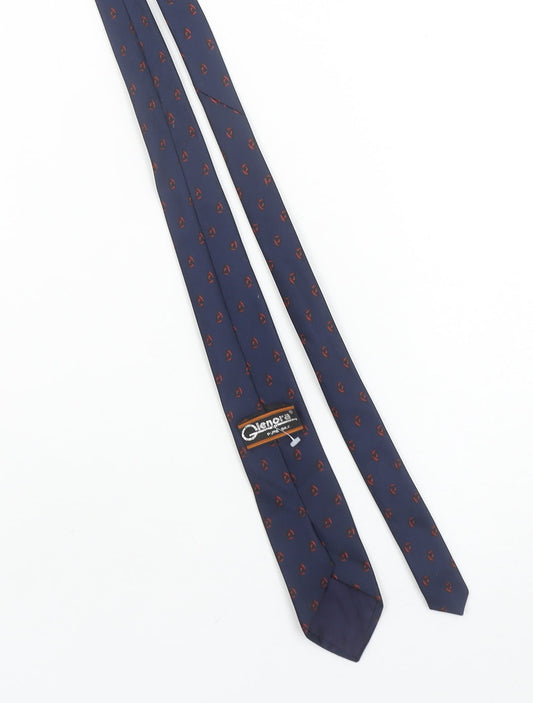 Glenora Men's Navy Blue Pure Silk Patterned Tie
