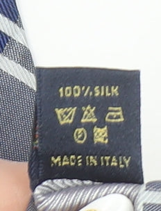 Profuomo Men's Blue Grey Plaid Silk Tie Made in Italy