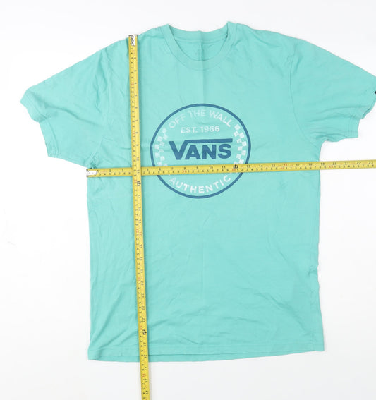 Vans Men's Green Crew Neck Graphic Print Cotton T-Shirt Size M