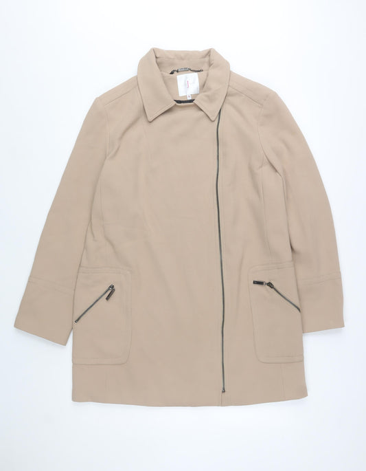 Jasper Conran Women’s Beige Zip Front Mid-Length Coat Size 18