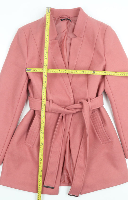 F&F Women’s Pink Belted Mid-Length Coat Size 16 Wool Blend