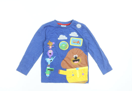 Boys UK Size 3-4 Years St. Bernard for Dunnes Stores Blue Basic Pullover T-Shirt