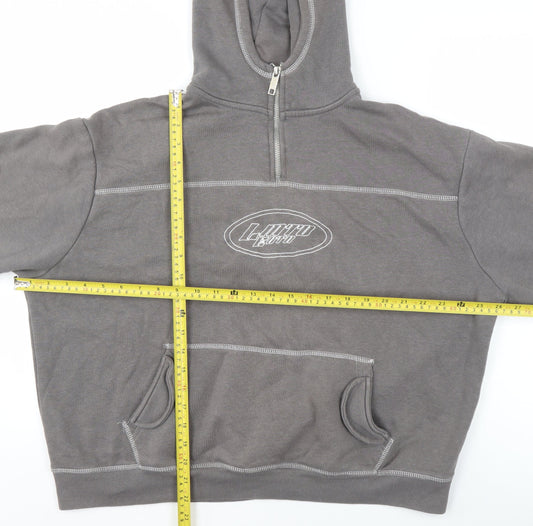 Mens UK Size M boohooMAN Grey 1/2 Zip Hoodie