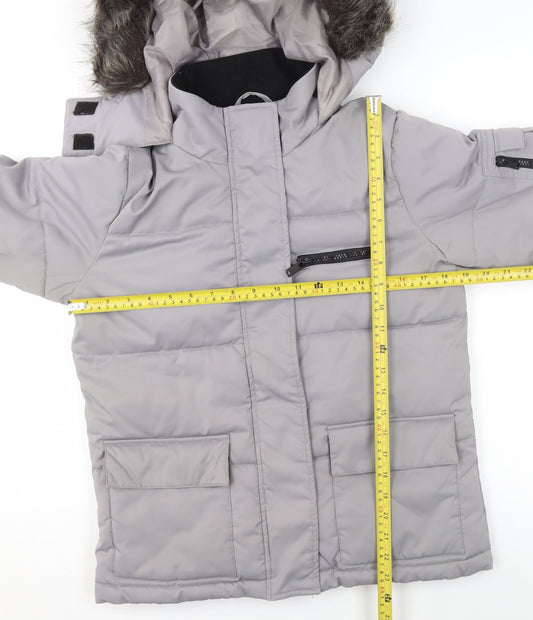 New Look Women Grey Hooded Puffer Jacket Size 10 Winter Coat