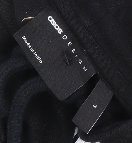 Additional view of ASOS Design unisex kids black pullover hoodie l logo graphic cotton