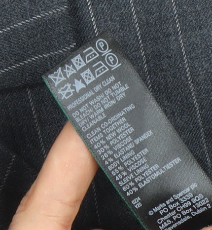 Marks and Spencer Autograph Women’s Grey Pinstripe Wool Blazer Size 16