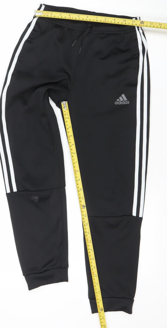 adidas Boys Black 11-12 Years Tapered Track Pants Recycled Polyester
