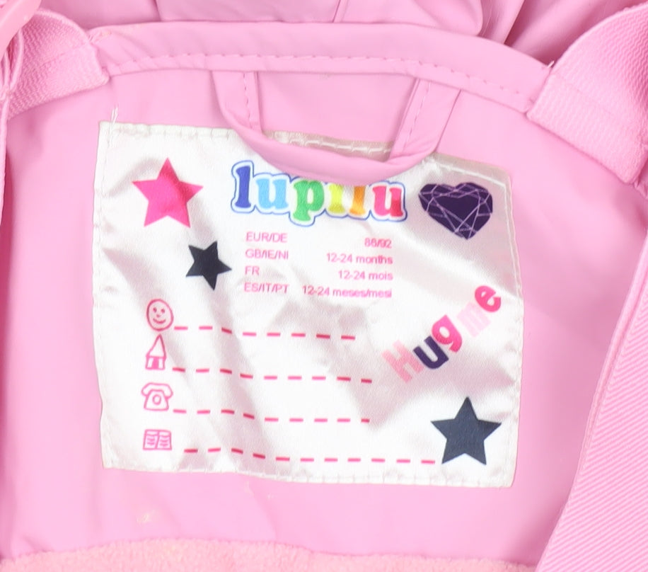 Lupilu Pink Waterproof Ski Salopettes Unisex Baby 18-24 Months Adjustable Lined
